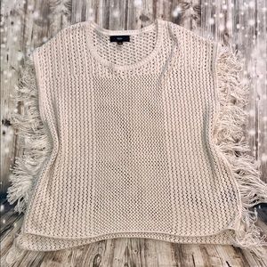 5/$25Mossimo Cream sweater with fringe size XXL